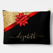 Gold Red Ribbon Script Monogram Etui (Achterkant)