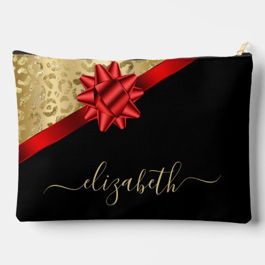 Gold Red Ribbon Script Monogram Etui (Achterkant)