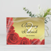 Gold & Red Rose-weddenschappen Kaart (Staand voorkant)