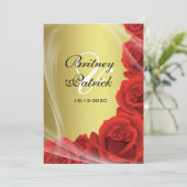 Gold & Red Rose-weddenschappen Kaart (Staand voorkant)