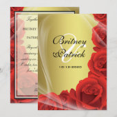 Gold & Red Rose-weddenschappen Kaart (Voorkant / Achterkant)