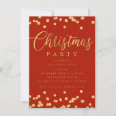 Gold Red Script Confetti kerstfeest Kaart (Voorkant)