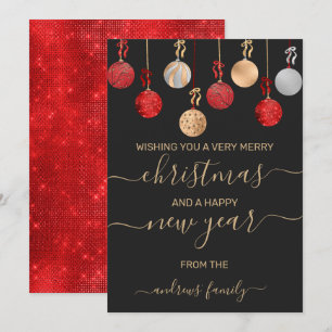 Gold Red Silver Glitter Hanging Ornament Kerstmis Kaart