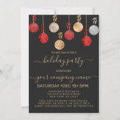 Gold Red Silver Glitter Ornament Corporate Holiday Kaart (Voorkant)