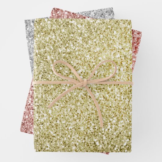 Gold Red Silver Glitzy Glitter Sparkle Inpakpapier Vel (In situ)