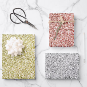 Gold Red Silver Glitzy Glitter Sparkle Inpakpapier Vel