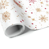 Gold Red Snowflake Christmas Wrapping Paper Cadeaupapier (Rol Hoek)