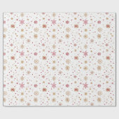 Gold Red Snowflake Christmas Wrapping Paper Cadeaupapier (Vlak)