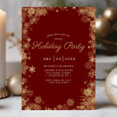 Gold Red Snowflake Winter Corporate Holiday Kaart