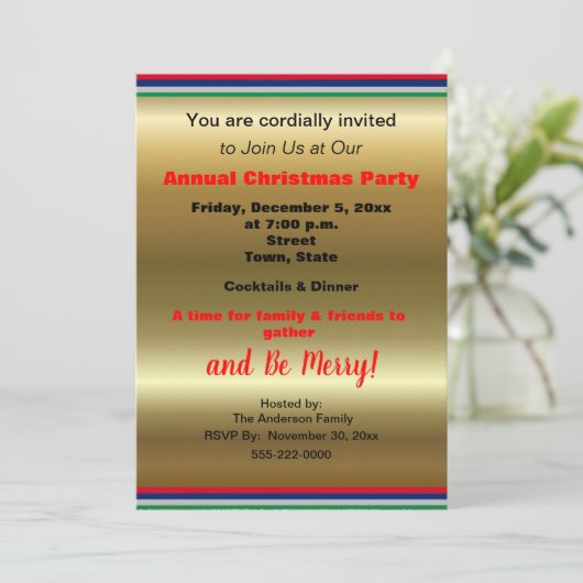 Gold Red Striged Aankondiging (Staand voorkant)