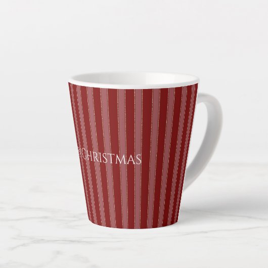 Gold Red Stripes Christmas Latte Mok (Rechterhoek)