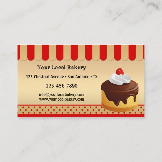 Gold Red Sweet Cupcakes Bakery Visitekaartje (Achterkant)