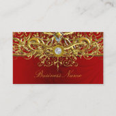 Gold Red Swirl Abstract Visitekaartje (Voorkant)