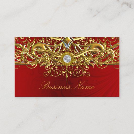 Gold Red Swirl Abstract Visitekaartje (Voorkant)