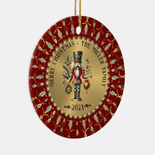 Gold Red White Diamonds Christmas Nutcracker Keramisch Ornament (Rechts)