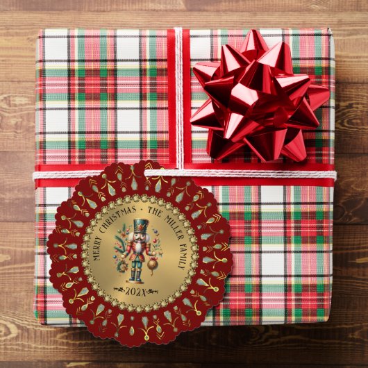 Gold Red White Diamonds Christmas Nutcracker Ornament Kaart (Insitu (Geschenk))