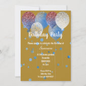 GOLD RED WHITE EN BLUE BIRTHDAY BALLOON KAART (Voorkant)