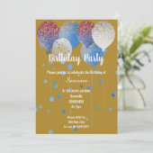 GOLD RED WHITE EN BLUE BIRTHDAY BALLOON KAART (Staand voorkant)