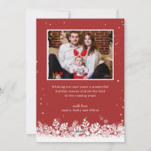 Gold Red White Snowflakes Merry-kerstfoto Feestdagenkaart (Achterkant)