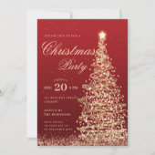 Gold Red Winter Christmas Tree Holiday Party  Kaart (Voorkant)