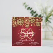Gold Red Winter Glitter Glam 50th Birthday Kaart (Staand voorkant)