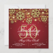 Gold Red Winter Glitter Glam 50th Birthday Kaart (Voorkant)