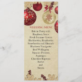 Gold/Red Winter Vakantie Ornamenten Bruiloft Menu (Voorkant)