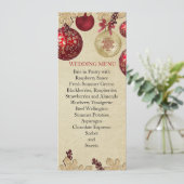 Gold/Red Winter Vakantie Ornamenten Bruiloft Menu (Staand voorkant)