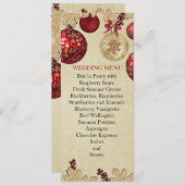 Gold/Red Winter Vakantie Ornamenten Bruiloft Menu (Voorkant / Achterkant)