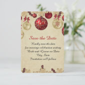 Gold/Red Winter Vakantie Ornamenten Save the date (Staand voorkant)