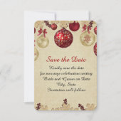 Gold/Red Winter Vakantie Ornamenten Save the date (Voorkant)
