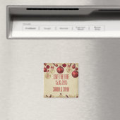 Gold/Red Winter Vakantie Ornamenten Save the date Magneet (Insitu (Vaatwasser))