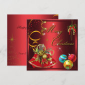 Gold Red Xmas Kaart (Voorkant / Achterkant)