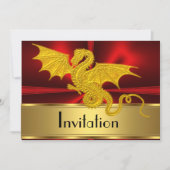 Gold Red Year of the Dragon Invitation Kaart (Voorkant)