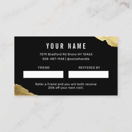 Gold Refer een vriendenkaart Visitekaartje (Achterkant)