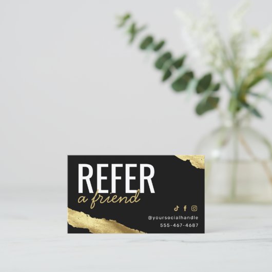Gold Refer een vriendenkaart Visitekaartje (Staand voorkant)