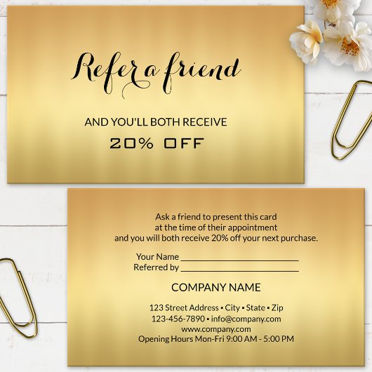 Gold Reference Vertel een vriend Visitekaartje Aanbevelingskaartje