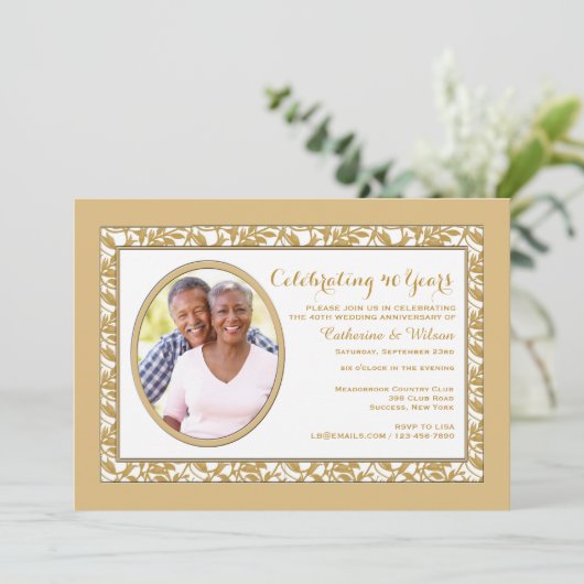 Gold Reflection Fotouitnodiging Kaart (Staand voorkant)