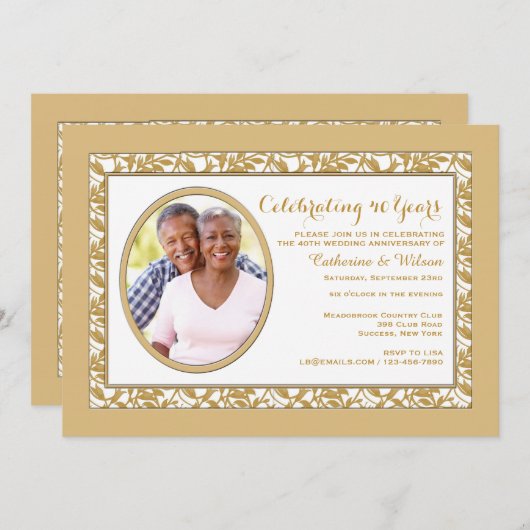 Gold Reflection Fotouitnodiging Kaart (Voorkant / Achterkant)