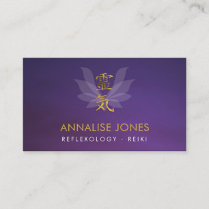 Gold Reiki — Healing Symbool in Lotus Petals Visitekaartje