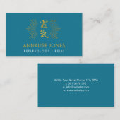 Gold Reiki herkenningssymbool op blauwgroen blauw Visitekaartje (Voorkant / Achterkant)