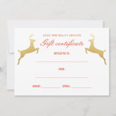 Gold Reindeer Elegant Holiday Cadebewijs Kaart (Voorkant)