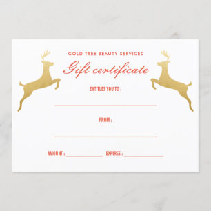 Gold Reindeer Elegant Holiday Cadebewijs Kaart