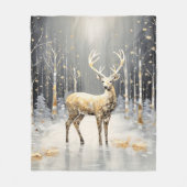 Gold Reindeer Holiday Fleece Blanket (Voorkant)