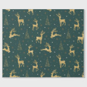 Gold Reindeer kerstboompatroon ID853 Cadeaupapier (Vlak)