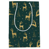 Gold Reindeer kerstboompatroon ID853 Medium Cadeauzakje (Voorkant)