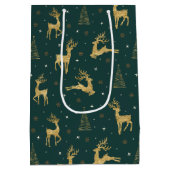 Gold Reindeer kerstboompatroon ID853 Medium Cadeauzakje (Achterkant)