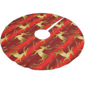 Gold Reindeer Merry-kerstrood Kerstboom Rok (Gekanteld)