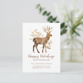 Gold Reindeer New Home Card Aankondigingskaart (Staand voorkant)