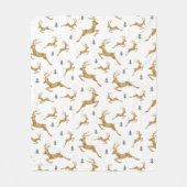Gold Reindeer Pattern Fleece Deken (Voorkant)